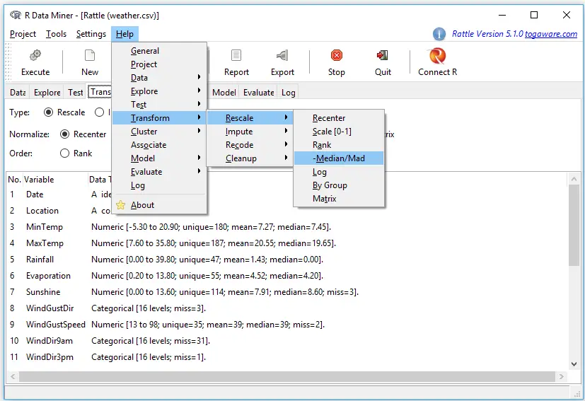 Review of the Rattle GUI for R
